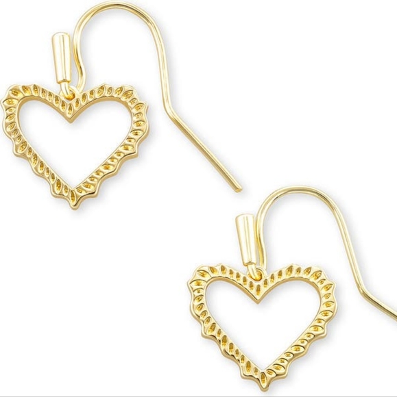 NEW Kendra Scott Sophee Heart Drop Earrings in Gold - Picture 2 of 7